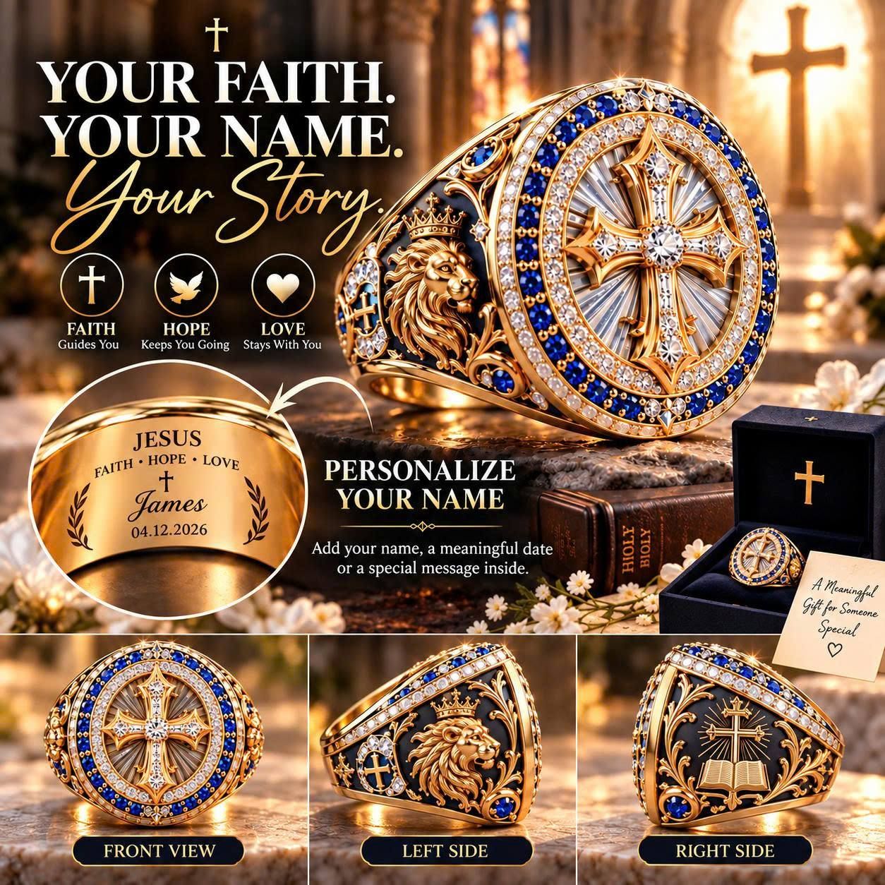 Royal Cross Lion Ring